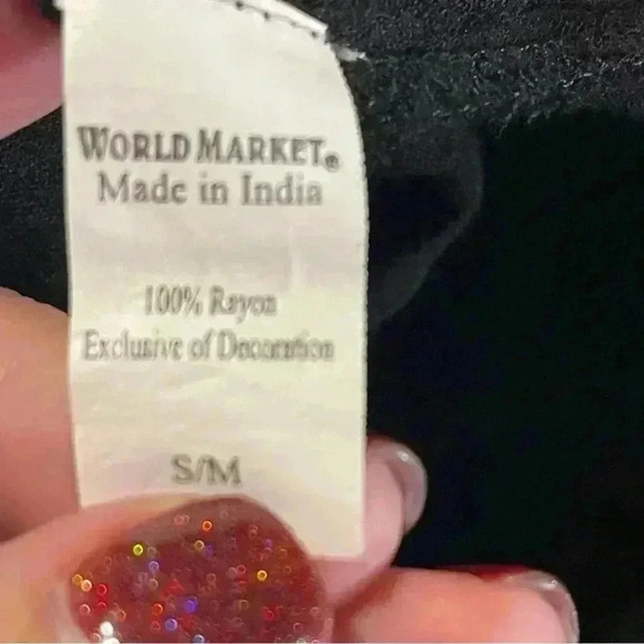 World Market Short Sleeve Embroidered Popover Knee Length Dress Size Small/Med - Picture 8 of 9